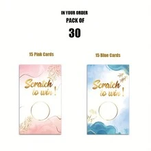 30入組小型企業禮品卡,空白個性化假日、聖誕、婚禮、嬰兒淋浴、生日、派對用品(藍色、粉色)