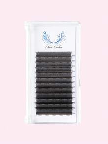 1盒Y形啞光手工編織貂柔軟燈自然YY睫毛延長彩妝網紗網狀交叉魅力鞭打 - 黑色 - 查看 9