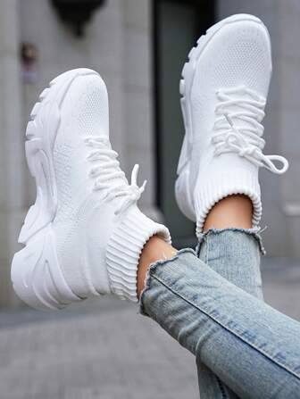 Women Outdoor Spring Autumn Fashion Versatile Daily Comfortable Breathable Anti-Slip Durable High-Top Sports Casual Running Shoes