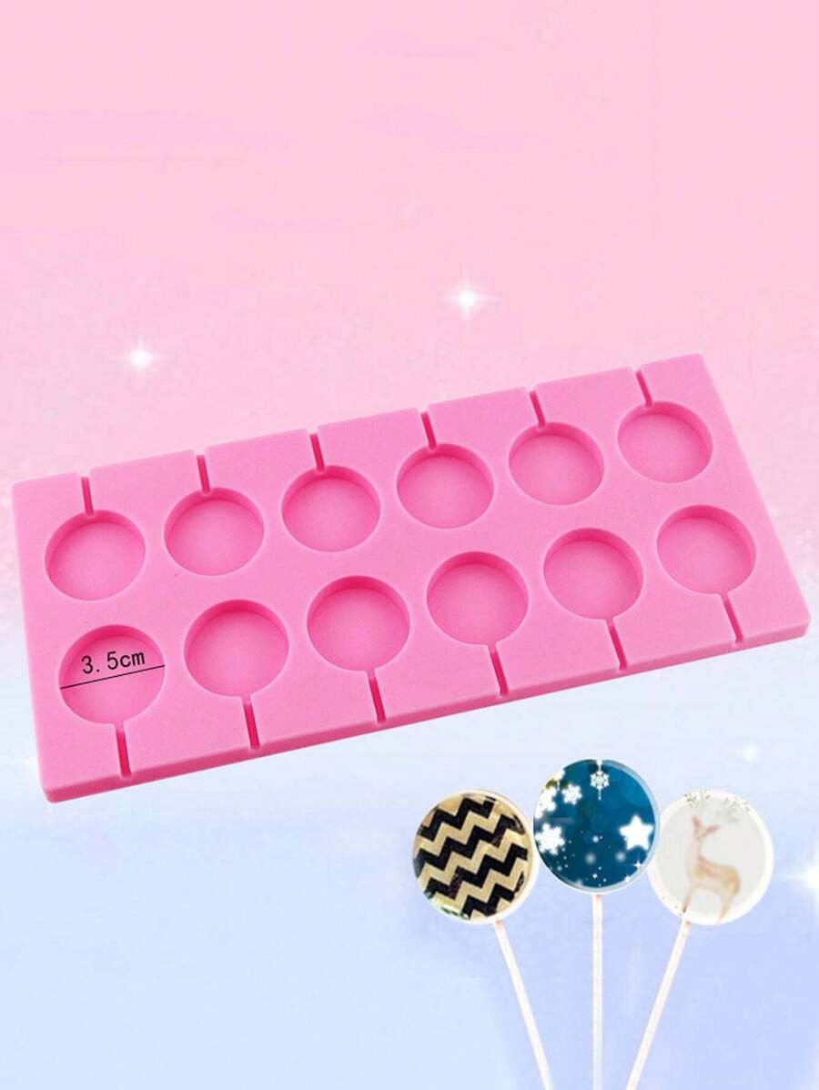 1 件 12 腔棒棒糖和 396 腔巧克力模具,烘焙工具 Diy 餅乾和蛋糕矽膠模具 - 粉色 - 查看 1