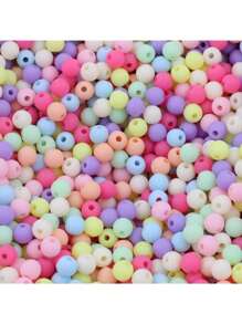 Multicolor No Hole 100pcs/Pack 6mm Matte Mixed-Color Acrylic Round Bead For Handmade DIY Jewelry Making, Suitable For Bracelet, Phone Chain, Necklace - Multicolor - View 7