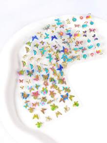 30pcs Colorful Butterfly & Flower Nail Art Sticker Set, Random Pattern Self-Adhesive Stickers, DIY Nail Decoration Accessories - Multicolor - View 5