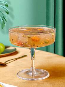 1pc 280ml Transparent Glass Ribbed Cocktail Glass, Ice Cream Bowl, Cold Drink Cup, Milkshake Cup - Clear - View 7