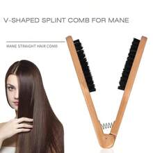 1個豬鬃直髮器和捲髮器v梳,附有木折疊梳子,離子陶瓷平鐵 - 彩色 - 查看 4