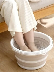 FaSoLa 1pc Foldable Water Bucket, Beige - White - View 3