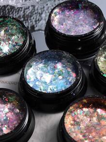 水晶蛋白石指甲片 Y2K 粉紫色全息闪光指甲亮片极光镀铬箔粉 DIY 美甲装饰指甲饰物指甲宝石指甲用品 - 彩色 - 查看 7