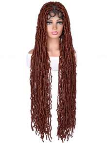 人造 Locs 編織假髮捲髮手工編織全蕾絲合成鉤針編織辮子嬰兒頭髮 40 英寸全雙蕾絲捲髮