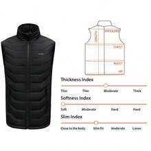 Women/Men's Heated Vest Built-In USB Plug, Electric Heating Vest Thermal Jacket, 380D Nylon Silk, Three-Mode Temperature Control, 11 Heating Zones, Suitable For Winter Skiing - màu đen - Xem 9