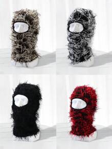 1件男性時尚提花針織毛帽,配有保暖的羊毛面料衬里和面罩,適用於冬季戶外活動