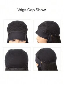 合成材料頭帶假髮短款絲滑直發16-24吋,配有圍巾、耐高溫、自然的頭帶假髮女士專用-棕黑色 - 棕色 - 查看 6