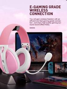 HAVIT Fuxi-H1 防噪 24ms 低延迟粉色无线三模式游戏耳机，具有长电池寿命和全向麦克风 - 粉色 - 查看 10