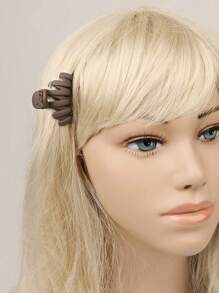 5pcs/Set 4cm Coffee Matte Wave Hair Claw Clips Casual,Hair Accessories,Hair Jaw Clip,Hair Clutch Fall Winter Hair Clip For Vacation Outfits Woman - Multicolor - View 4