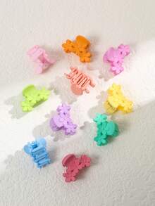 10入組/n多個嬰幼兒女孩哑光花形髮夾,適合日常穿著 - 彩色 - 查看 2