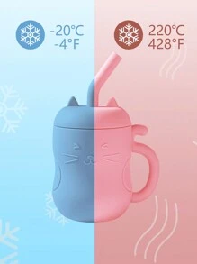 1 件儿童便携式吸管杯（150 毫升/5 盎司），带手柄硅胶杯，适合幼儿，婴儿第一阶段实用喂食杯 - 淺粉色 - 查看 8