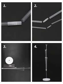 1set Simple Plastic Balloon Stand 1.3m In Height, Can Hold Up To 7 Balloons - White - View 3