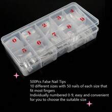 500 Piezas Consejos De Uñas Postizas Francesas Naturales Con Caja, Herramienta De Manicura Con Uñas Acrílicas Falsas - Caqui - Ver 3