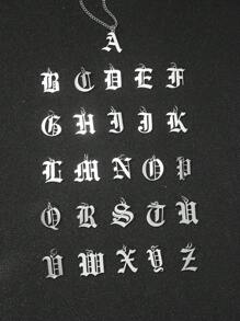 1 件復古風格不銹鋼 26 英文字母吊墜項鍊銀色適合男士生日佩戴