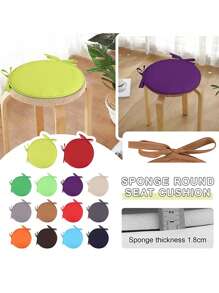 1個直徑38公分的圓形椅墊帶扣,實色厚織物座墊,適用於家庭餐飲,適合客廳、臥室、書房等大多數椅子