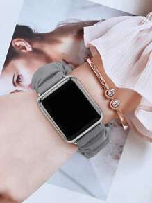 2pcs Elastic And Soft Hairbands Watch Straps Compatible With Apple Watch 49/45/44/42/41/40/38mm Ultra/SE/8/7/6/5/4/3/2/1, Unisex - Multicolor - View 3