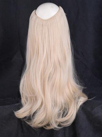 Synthetic Fish Line Hair Extensions 20" 160g Long Wavy Hairpieces Curly Invisible Hidden Wire One Piece Hair Extensions Hairpiece Wig For Women