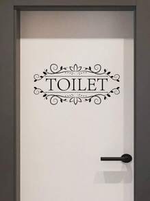 1pc Pvc Material Self-Adhesive Toilet Door Sticker For Home Decor Or Restroom Indication,Stickers,Wall Decal, Vinyl Decal For Home Decorations,Spring Decoration Items Refresh Your Home,Rama Decoration Stickers - Black - View 6