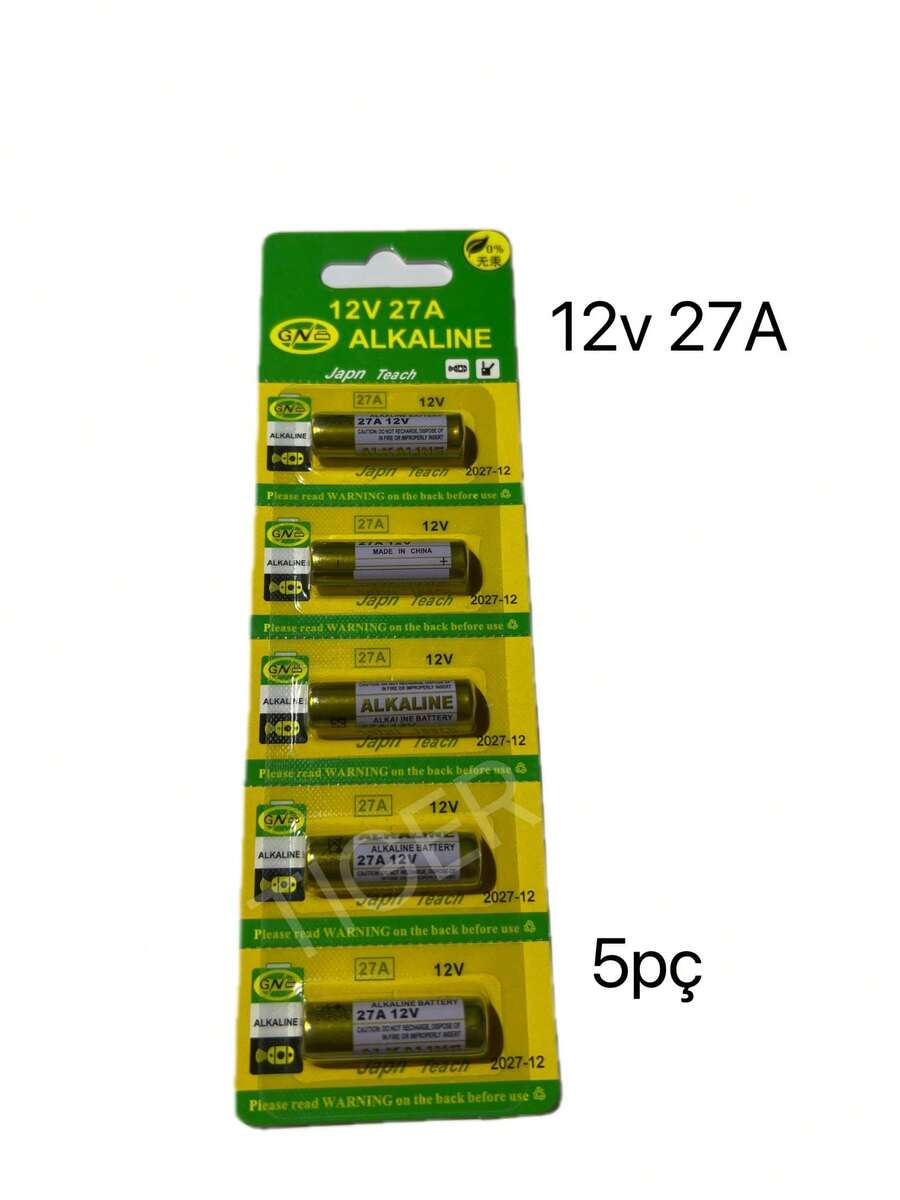 Kit 5Pç Baterias Pilhas A27 Alcalina 12v  Para  Controle Portão - Sim - Visão 1