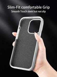 Habyby 1pc Luxury Real Liquid Silicone Shockproof Case Compatible With IPhone 14 13 12 11 15 Pro Max With Velvet Protection Phone Cases - Grey - View 8