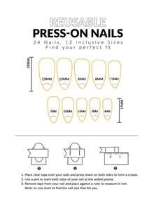 用 24 件中長水滴形黑色法式假指甲升級您的造型,時尚心形全覆蓋美甲套裝,適合派對、夜間外出和日常穿著,秋冬 - 黑色 - 查看 6