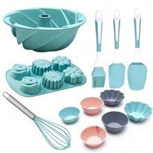 12入組不粘硅膠烘焙套裝 - 彩色 - 查看 9