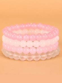 4 pcs colored beaded elastic rope healing bracelets - Multicolor - View 7