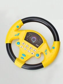 1pc Suction Cup Large Music 360° Rotation Toy Steering Wheel For Kids Pretend Play - Yellow - View 1