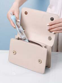 1pc Blue 3 In 1 Portable Travel Toothbrushes With Built-In Refillable Toothpaste Tube, Built-In Toothbrush Case, Extra Soft Bristles And 1 Cleaning Brush, Travel Size Toiletries Orthodontic Toothbrush, Travel Supplies Home Bathroom Decor Fall Decor Back To School