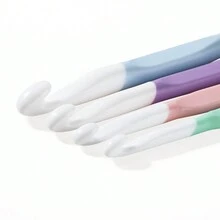 4pcs Candy-colored Plastic Handle Crochet Hooks Set For Beginners, Diy Knitting Tools - Multicolor - View 3