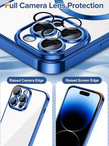 Apple 1pc Electroplated Magnetic Full Cover Phone Case Compatible With IPhone 16, 15 Pro Max, 14 Pro Max, 13, 12, 11, 8 Waterproof Shockproof Anti-Fall Scratch Resistant - Blue - View 7