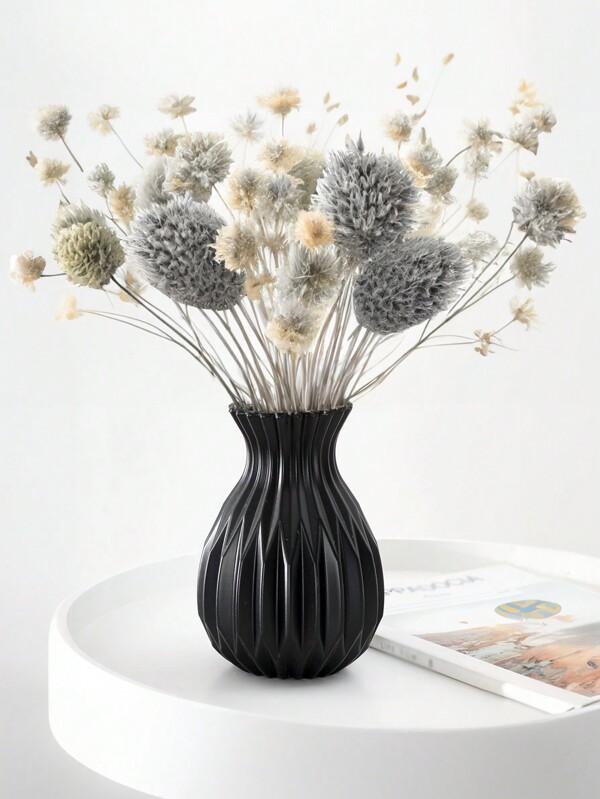 1 pieza Flores de Pampas artificiales en un jarrón de cerámica falsa de plástico, estilo nórdico minimalista, hierba decorativa esponjosa blanca, centro de mesa para decoración del hogar, boda, cumpleaños, sala de estar, mesa, decoración de escritorio de oficina