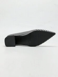 Của phụ nữ Đúng mốt Retro Checkered Khối màu Pointed Toe Dày Gót chân Giày nữ Baotou Cho công việc , Commute - Đen và trắng - Xem 6