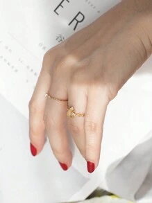 1 Miếng Retro Và Tinh tế S925 Bạc nguyên chất MẠ Vàng 18K Nhân tạo Opal Dát Nhẫn Cho Nữ Đối với Tiệc sinh nhật - Vàng - Xem 5