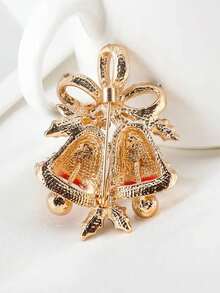 1只服裝裝飾胸針,聖誕裝飾合金珠鈴葉胸針胸花,送給她的聖誕禮物