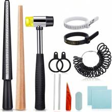 8入組/12入組戒指尺寸測量工具組,包含橡膠錘、紫砂刀、拋光布、尺寸棒、顏色隨機。適用於diy眾多尺寸的美麗戒指 - 彩色 - 查看 13