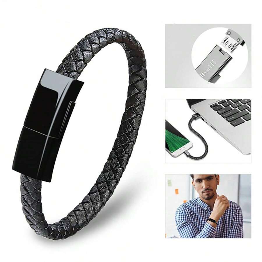 Bracelet USB Type C Charging Cable Data Charging Cord - Black - View 1