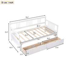 MERAX Twin Size Daybed Wood Bed With Two Drawers - trắng - Xem 3