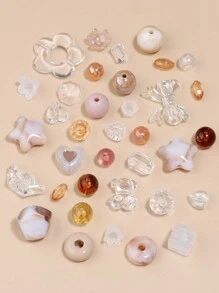 50克/包亞克力DIY亞克力珠子適用於手機帶,隨機混合咖啡和透明白色顏色,關於45入組 - 棕色 - 查看 4