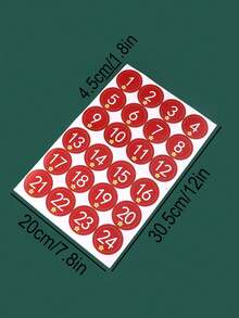 4入組/包 紅色數字貼紙用於聖誕節倒數計時,辦公室和學校用品,作為禮物贈品貼紙 - 紅色 - 查看 2