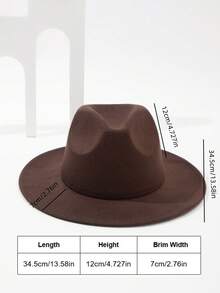 1 件咖啡棕色男女通用毛氈帽,西部牛仔風格,適合戶外活動和派對,牛仔帽 - 咖啡棕 - 查看 4