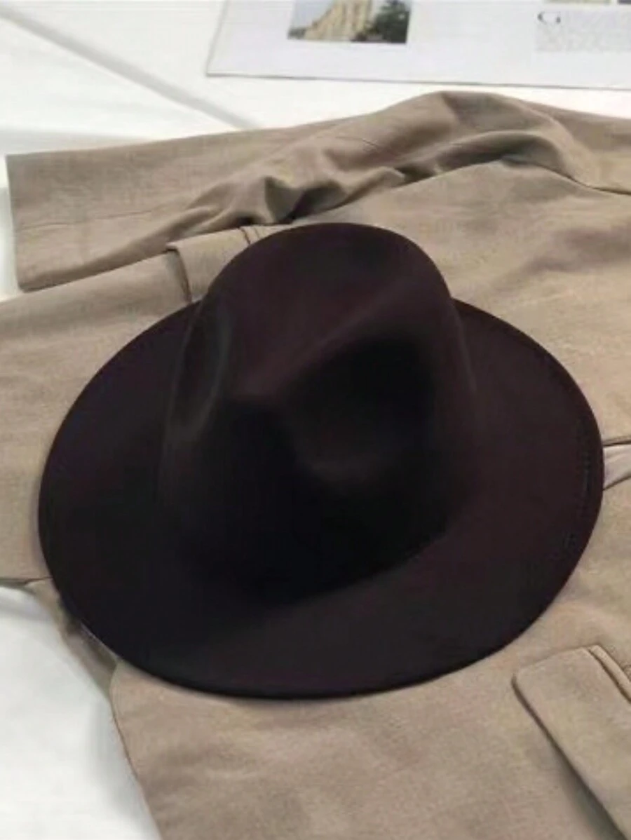 1 件咖啡棕色男女通用毛氈帽,西部牛仔風格,適合戶外活動和派對,牛仔帽 - 咖啡棕 - 查看 1