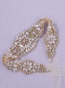 1pc Handmade Rhinestone Wedding Belt For Bride, Women's Bridal Accessory - Multicolor - View 1