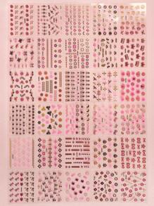 30pcs/Set Pink Gold Heart Flower Star Self-Adhesive Nail Stickers - 彩色 - 查看 4