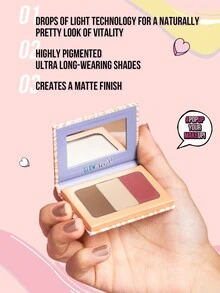 Misslyn 三合一多功能修容盘，包含高光、腮红和鼻影，打造立体脸型，提升女性面部轮廓，用途广泛，是Y2K妆容、派对、海滩、旅行、露营、户外活动和送礼的理想之选，玫瑰色 - 查看 6