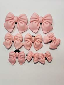 8 件可爱简约蝴蝶结装饰各式粉色、紫色、红色鞋夹适用于凉鞋、拖鞋（不含鞋子） - 粉色 - 查看 5