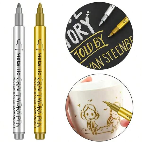 1 Caneta Marcador Permanente À Prova D'água Metálica Para Desenho E Artesanato Diy